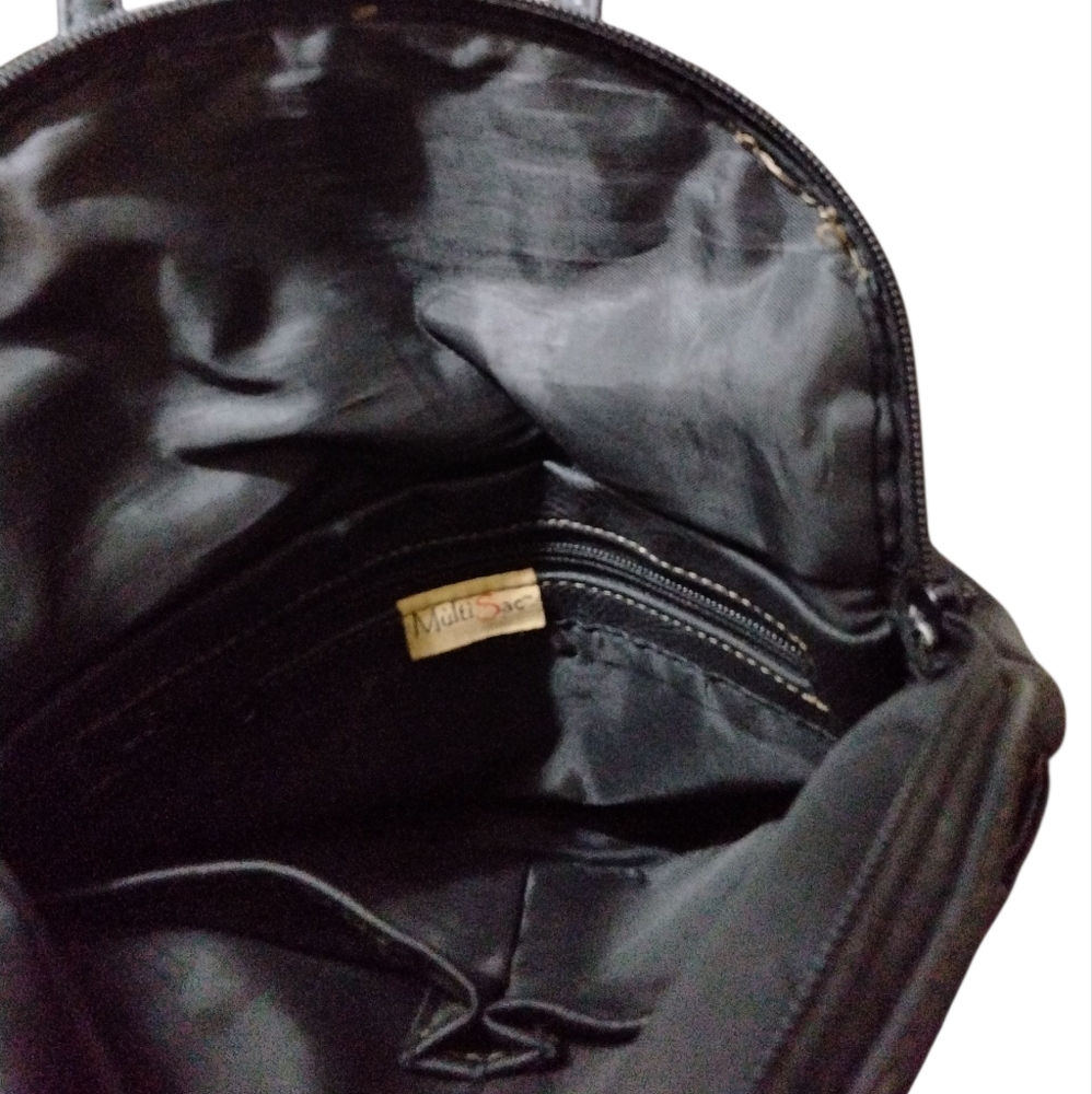 Multi Sac Black Leather Mini Backpack - image 7